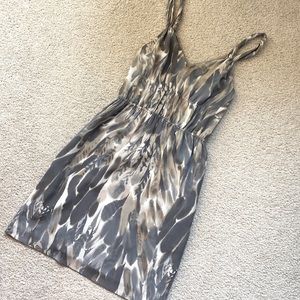 Banana Republic grey & tan silk dress